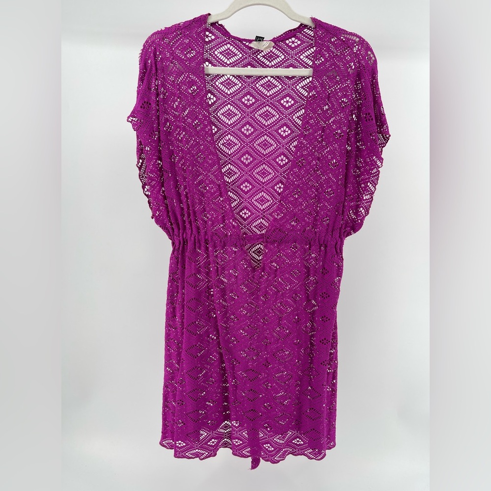 BECCA Fuchsia Crochet Swim Coverup